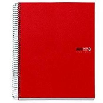 Miquelrius Basicos MR 42003, Cuaderno A5 con Tapa de Polipropileno, 200 Hojas, 5mm, Rojo