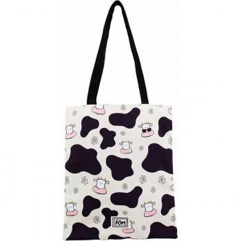 Oh My Pop! Cow Bolsa de la Compra Shopping Bag, Beige