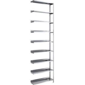 Estantería de Tornillo para Oficina, Zincada, Altura 2900 mm, Ancha 750 mm, Profunda 300 mm, 9 Estantes, Capacidad de Carga 60 kg