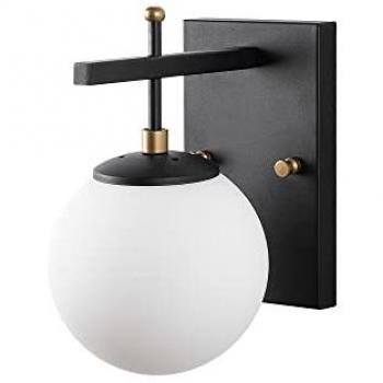 Aplique de pared metálico negro con pantalla blanca, 15x20x15 cm, casquillo E14 Max 40 W
