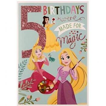 Hallmark Tarjeta de cumpleaños de 5 años, diseño de princesa de Disney