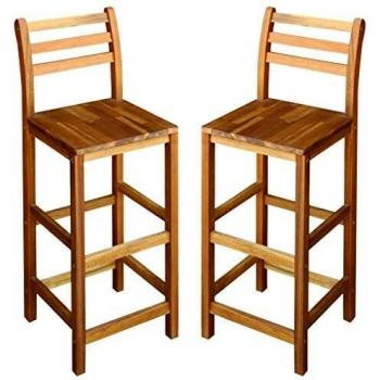 vidaXL Madera Maciza Acacia 2X Taburetes Barra 42x36x110 cm Sillas Altas Bar