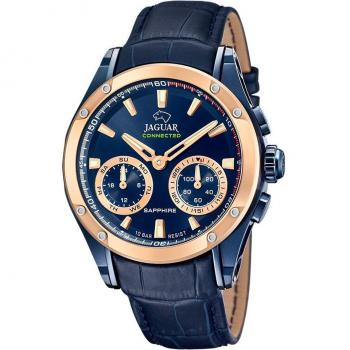 Reloj Jaguar J960/1 Connected Híbrido para Hombre con Correa de Piel Azul y Caja Bicolor