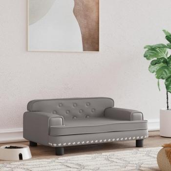 Cama para perros de cuero sintético gris 70x45x30 cm Vidaxl