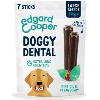 Edgard & Cooper Palitos Dentales para Perros Sabor Fresa y Menta Grande - 7 unidades - Sin Granos - 255 gr