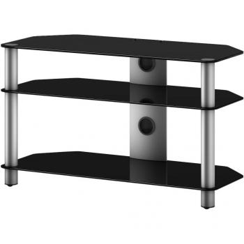 Elbe NEO-390-B-SLV - Mueble soporte para TV horizontal, 90 x 53 x 40 cm, color negro y plateado