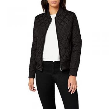 Urban Classics Women's Ladies Diamond Quilt Nylon Jacket, Black
