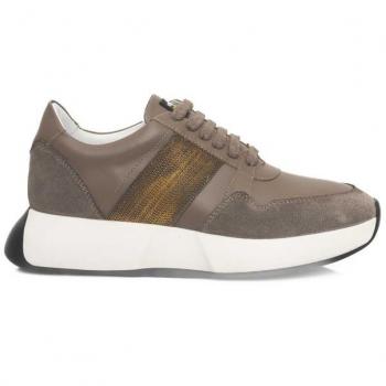 Cerruti 1881 Beige Cow Leather Platform Sneakers for Women, Size 7 US