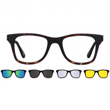 Gafas Recetadas Cuadrado Clip-On Plástico Tortoiseshell para Hombre - Gafas Anti-Azules - SmartBuy Collection