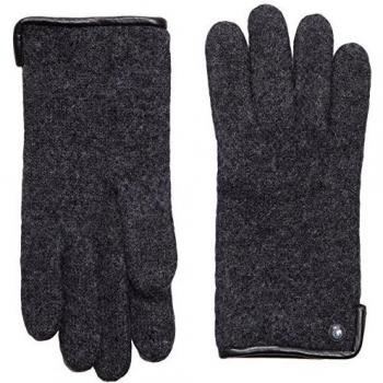 Guantes de mujer Roeckl de lana afeltada con emblema, color antracita, talla 8