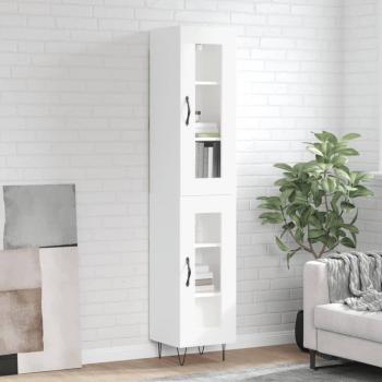 Aparador alto de madera multicapa blanco pulido 34,5x34x180 cm