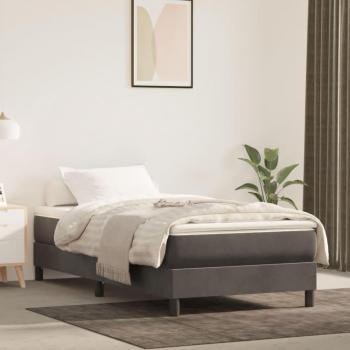Cama individual de terciopelo gris oscuro 90x200 cm