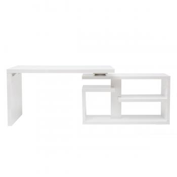 Escritorio moderno pivotante lacado blanco brillante L147-217 cm HALTON