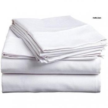 Crafts lino algodón egipcio satén de 600-thread-count Super suave 4 piezas Juego de sábanas, White Solid, 160X210 Cm