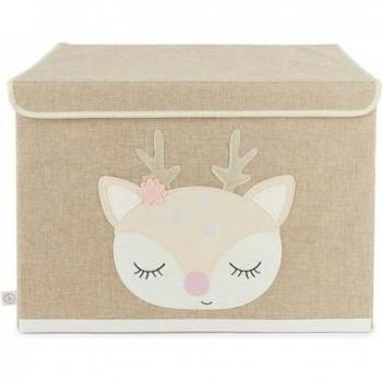Caja de almacenamiento de polvo de corzo Ella, natural, 65 l - 36x36x51 cm - Cofre plegable para juguetes infantiles