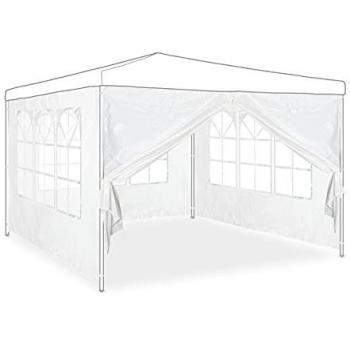Set de 4 Laterales Impermeables para Gazebo con Ventanas, 3x2 m, PVC/PE, Blanco