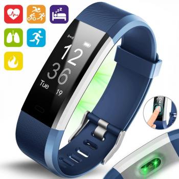 Aquarius AQ125HR Rastreador de actividad con pulsómetro dinámico, pantalla táctil, para Fitness, seguimiento de muchos deportes y seguimiento del sueño, conexión GPS y notificación de llamada y mensaje para Android y Apple iOS., 0.18 pounds, color a