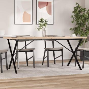 Mesa de comedor X Frame 180x90x75,5 cm Pino macizo y hierro fundido