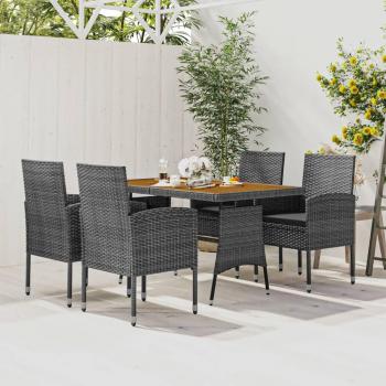 5 Piece Grey Poly Rattan Outdoor Dining Set