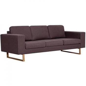 vidaXL Sofá de 3 Plazas Tela Color Gris Topo Asiento Silla Sillón Taburete Tumbona Banquillo Mueble Mobiliario Adornos Salón Hogar Casa