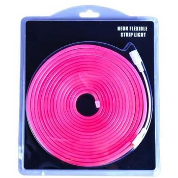 Tira de Luz LED Neón Flexible 12V Rosa 5m - Ideal para Decoración Interior y Exterior