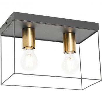Plafón minimalista negro y dorado de 2 luces - Kodi