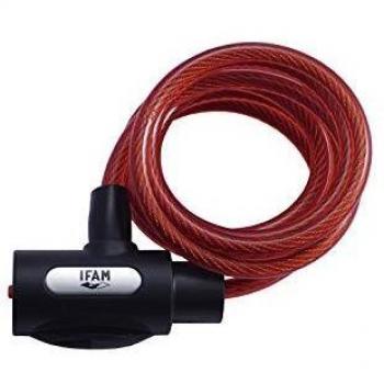 IFAM 000502R Cable antirrobo para Bicicleta, Rojo, 180 cm