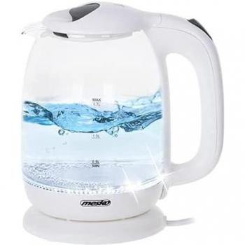Hervidor Eléctrico de Vidrio 1.7L Mesko MS 1302w - 2200W, Base Rotativa 360°, Color Blanco con Iluminación LED