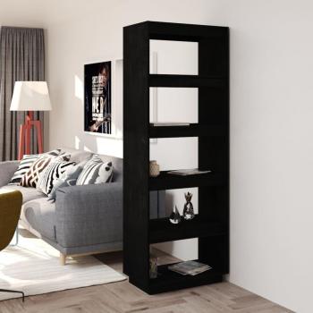 Librería/partición negro 60x35x167 cm madera maciza de pino