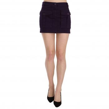GF Ferre Purple High Waist Button Pocket A-line Mini Skirt - IT40|S