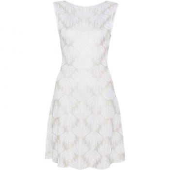 Emporio Armani Women's White Jacquard A-Line Short Dress, Size 46 IT/10 US