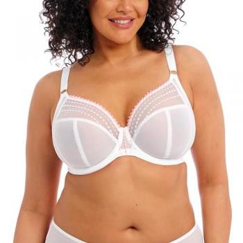 Elomi Brianna Underwire Plunge Bra - White Cotton - Size 40J (G-O Cup)