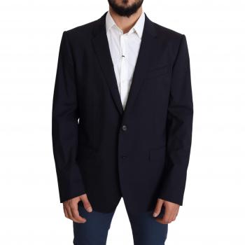 Dolce & Gabbana Black Wool Stretch Men's Coat MARTINI Blazer - Size: IT56 | XXL | 3XL, Formal Blazer, Elegant Wool Blazer for Men