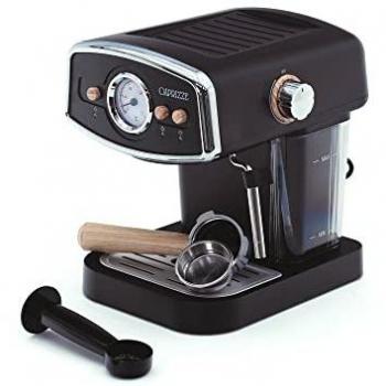 Cafetera Express Semiautomática Caprizze Kai 1050 W 15 Bares, Capacidad para 5 Tazas de Café, Vaporizador, Color Negro Mate