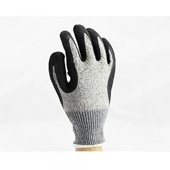 Resistentes a los cortes HONGYE TAJA nivel 5 guantes de trabajo para cortar y cortar guantes de trabajo para M-trabajo y protección de manos, tela pesada de negro de seguridad recubiertos de látex, apto para guardar alimentos cocina corte 1-par L