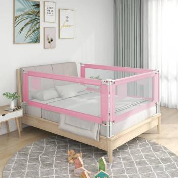 Barandilla de seguridad cama de niño en tela rosa 90x25 cm