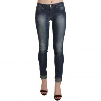 Blue Washed Low Waist Skinny Cropped Denim Trouser