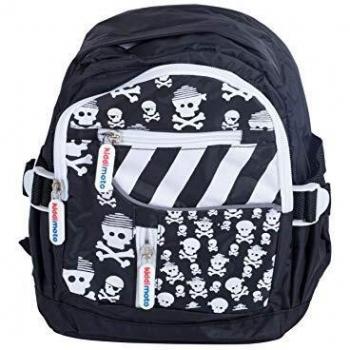 KIDDIMOTO- Helmet Holder Mochila Skullz, Color Negro/Blanco, S