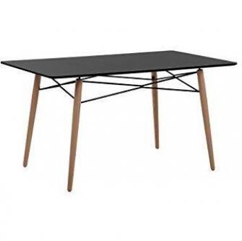 Beliani Mesa de Comedor Negra 140x80 cm BIONDI