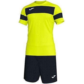 Joma Academy II Set Equipacion M/Corta, Niños, Amarillo Fluor/Negro, XS