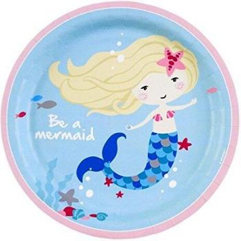 Amscan 9903030 Plato be a Mermaid, multicolor, 23 cm , color/modelo surtido