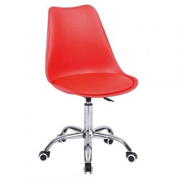 Silla de Oficina Roja Anne, Regulable en Altura y con Ruedas