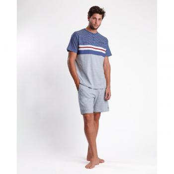Pijama de Hombre Manga Corta Grey Stay en Color Gris - Admas