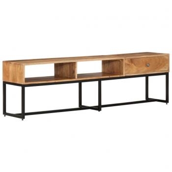 Mueble de TV de madera maciza de acacia 160x30x45 cm en color marrón