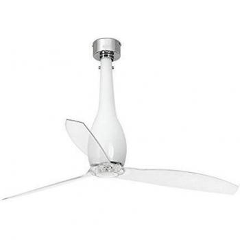 Faro Barcelona 32000 - ETERFAN Ventilador de techo sin luz, metal y cristal palas pc transparentes, color blanco