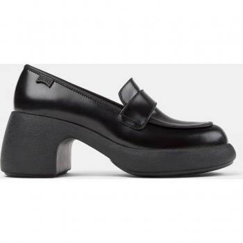 Camper Thelma II Women's Leather Heeled Moccasins - Black, Size 10/41