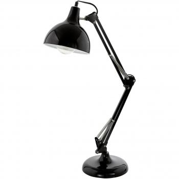 Lámpara de mesa ajustable Eglo Borgillio negra, diseño industrial, 1 luz E27, incluye interruptor