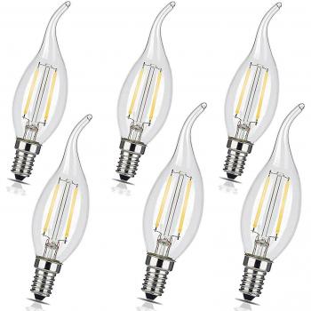 6 pieza 511-c35l 2 W E14 180lm Introdujo la bombilla Edison Cristal Velas para candelabros iluminación