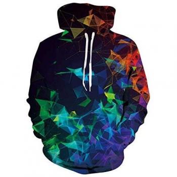 Freshhoodies Unisex Sudadera con Capucha 3D Geometría Impresion Sudaderas Divertido Hoodie con Bolsillos Drawstring XXL