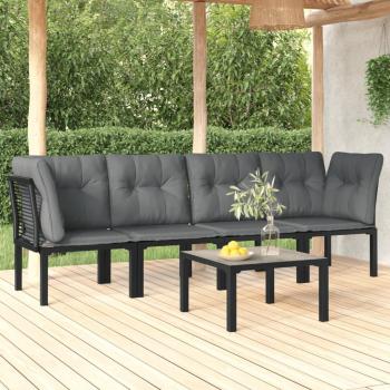 5-Piece Black and Grey Poly Rattan Garden Lounge Set